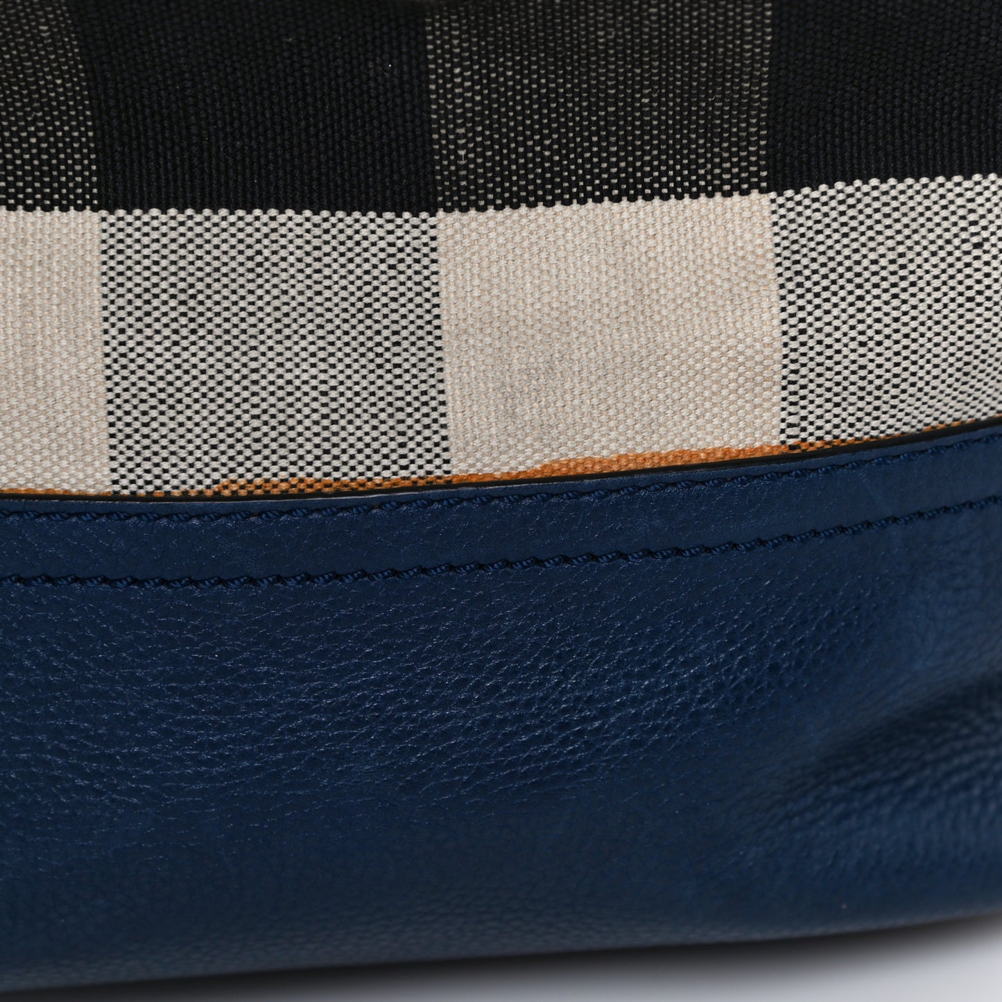Grainy Calfskin Mega Check Tassel Heston Tote Navy