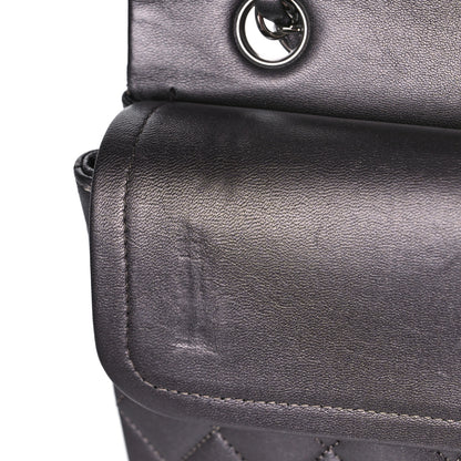 Chanel Metallic Lambskin Quilted Medium Double Flap Pewter 9 of 13