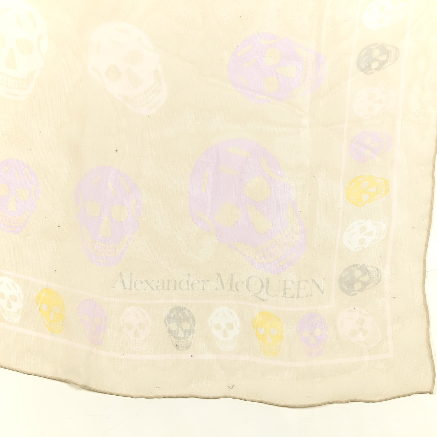 Alexander McQueen Silk Chiffon Multi Skull Scarf Cream Pink 2 of 3