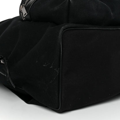Saint Laurent Canvas Signature Embroidered City Backpack Black 7 of 12