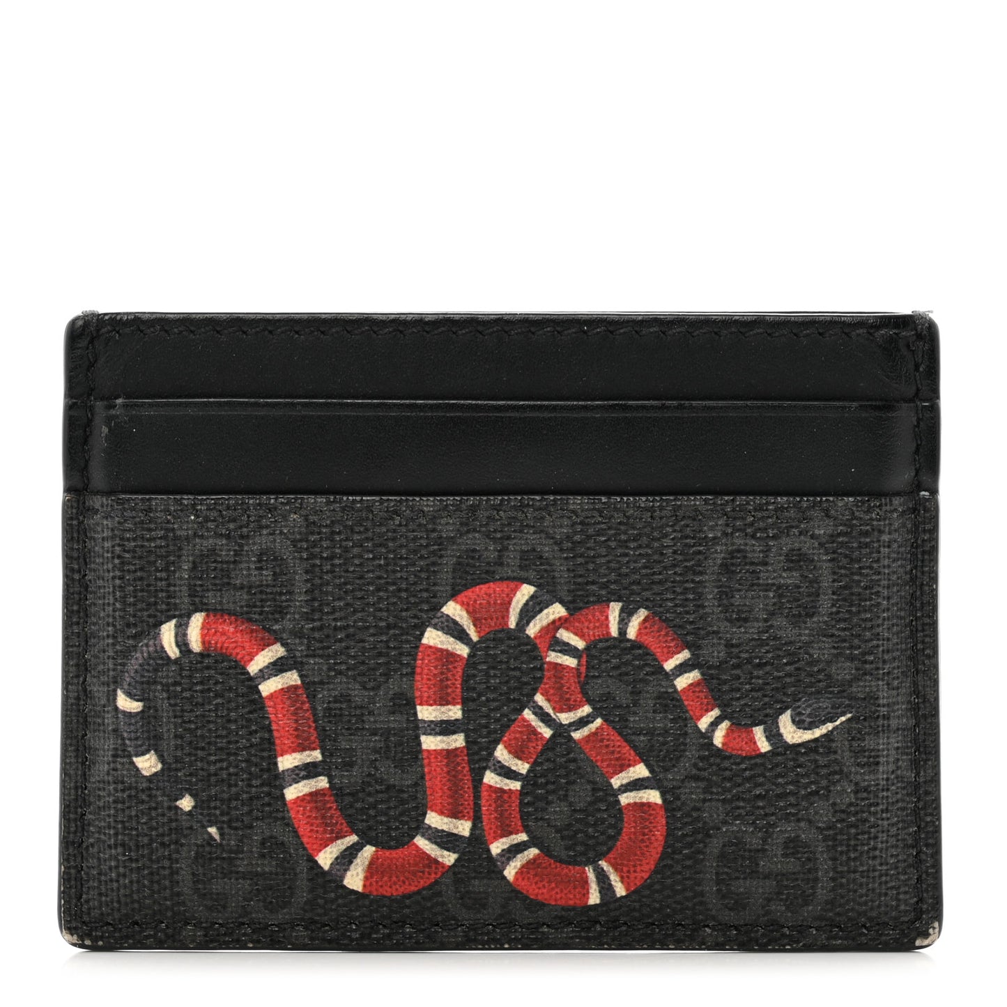 GG Supreme Monogram Kingsnake Card Holder Black Grey