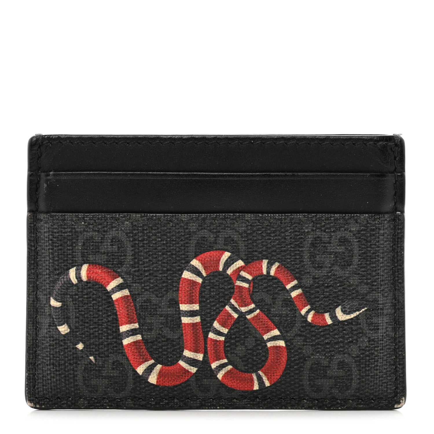 Gucci GG Supreme Monogram Kingsnake Card Holder Black Grey 1 of 8