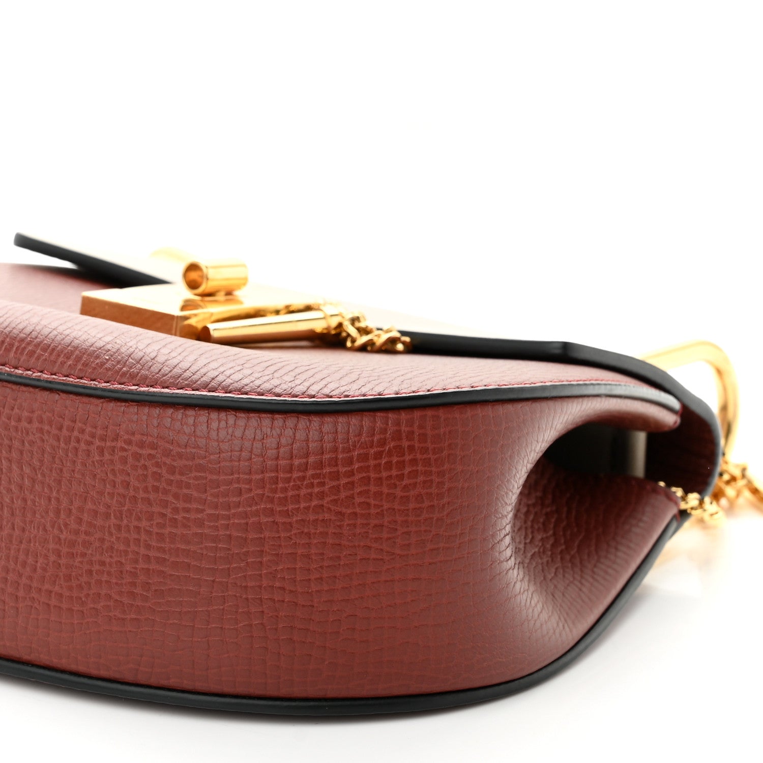 Chloe Grained Calfskin Lambskin Mini Bi-Color Drew Shoulder Bag Beige Brown 9 of 9