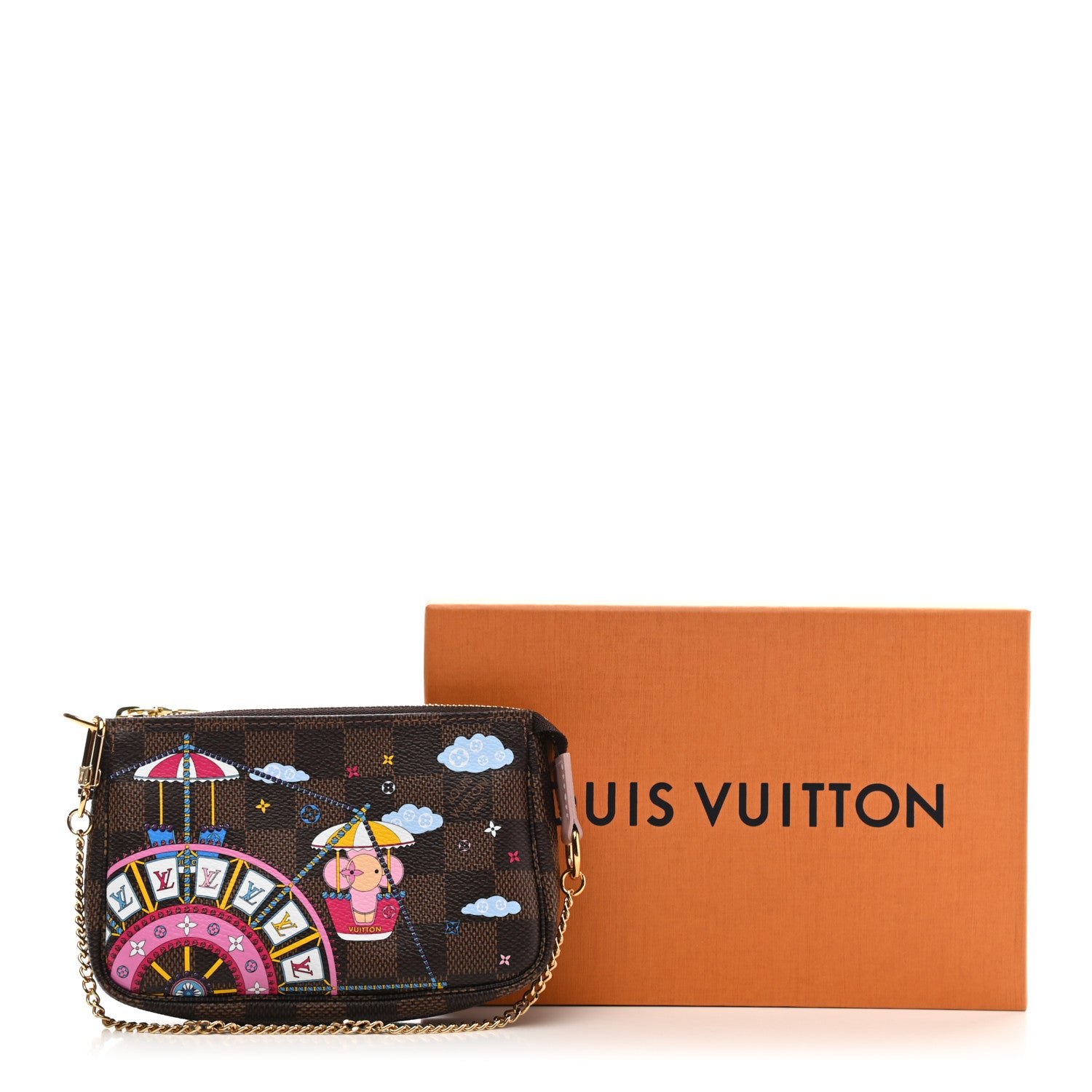 Louis Vuitton Damier Ebene 2020 Christmas Animation Big Wheel Mini Pochette Accessories Rose Ballerine 8 of 8