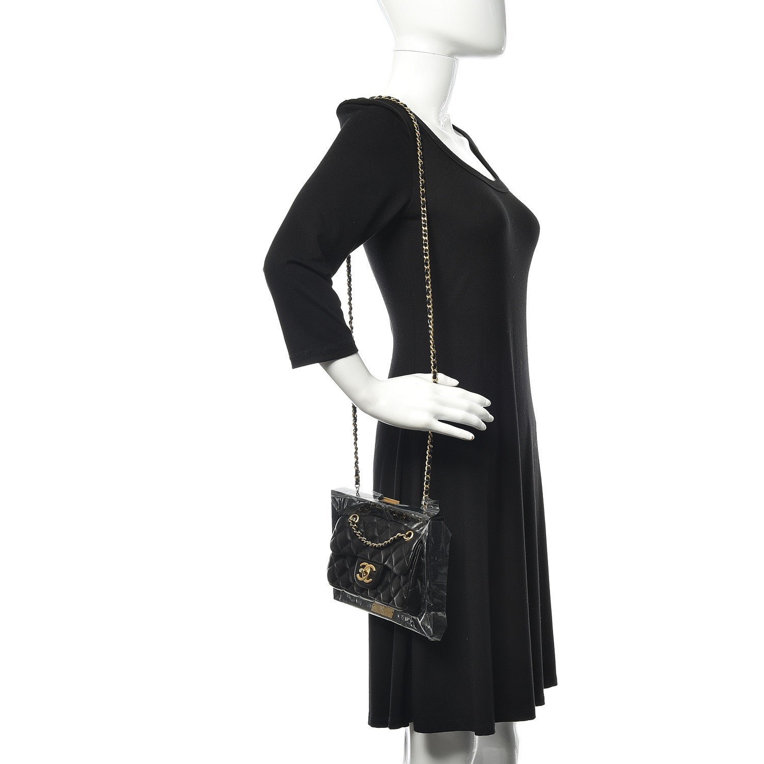 Chanel Plexiglass Lambskin Framed Flap Bag Clutch Black 2 of 11