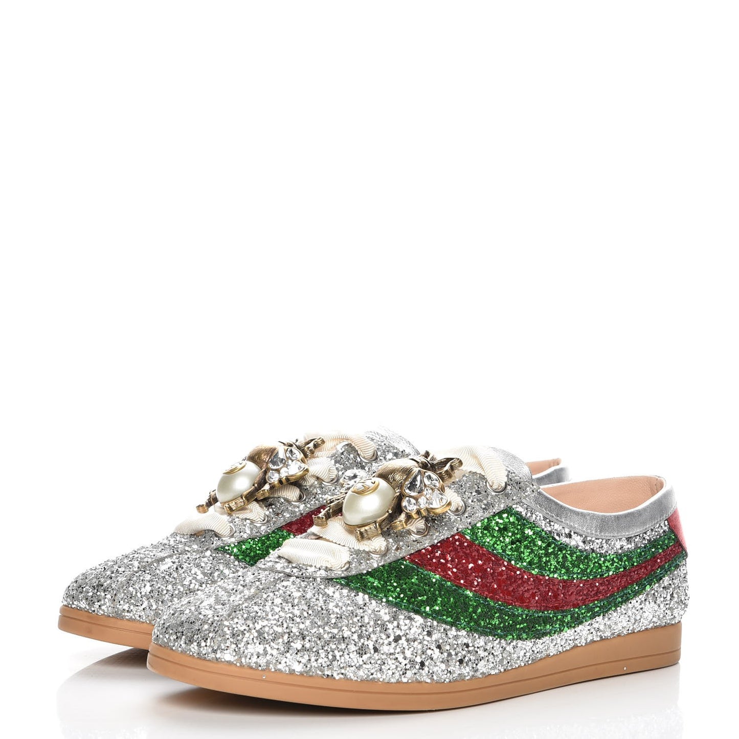 Glitter Fabric Web Falacer Sneakers 39 Silver