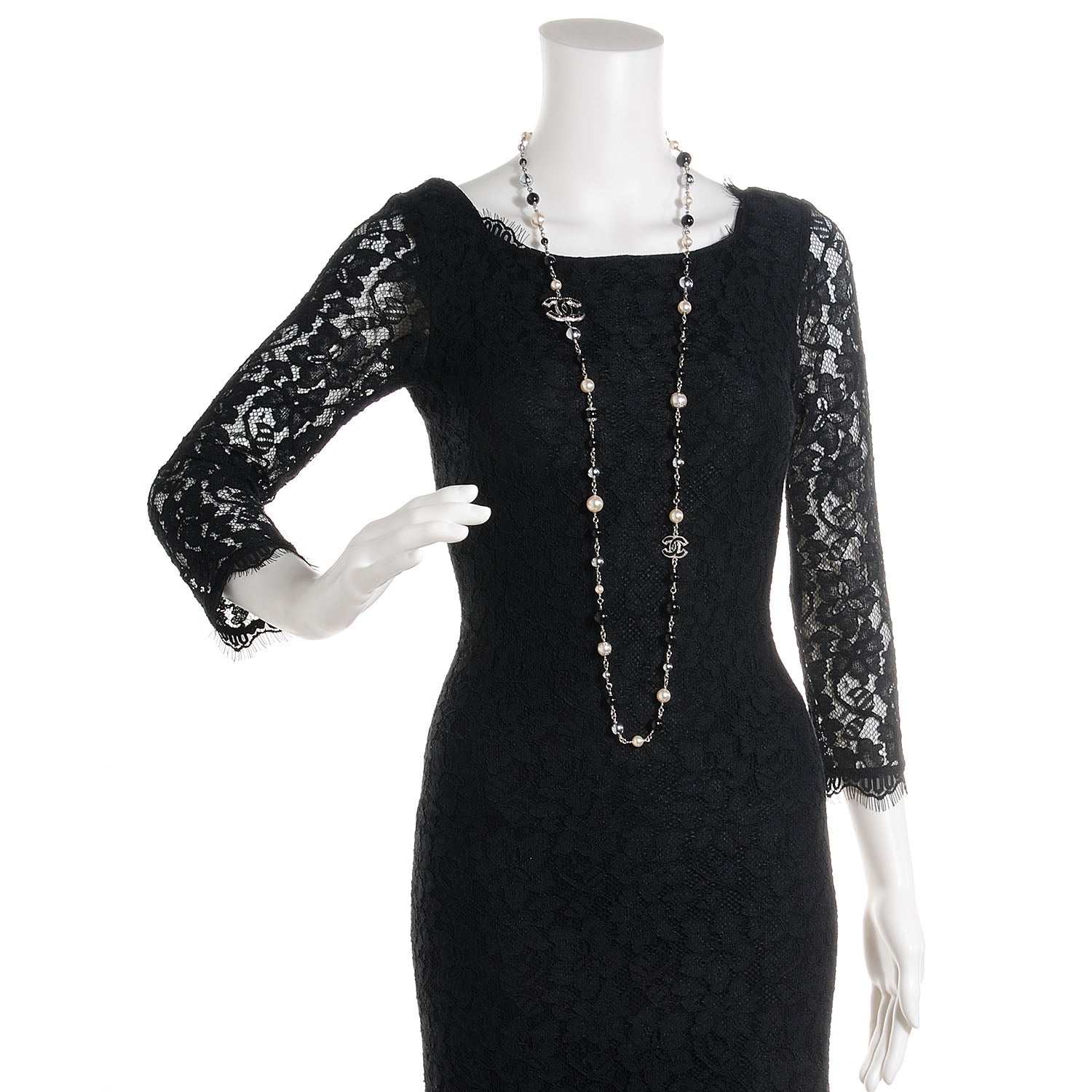 Chanel Pearl Beaded CC Long Necklace Black 2 of 6