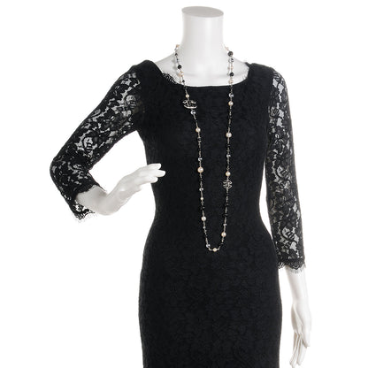 Chanel Pearl Beaded CC Long Necklace Black 2 of 6