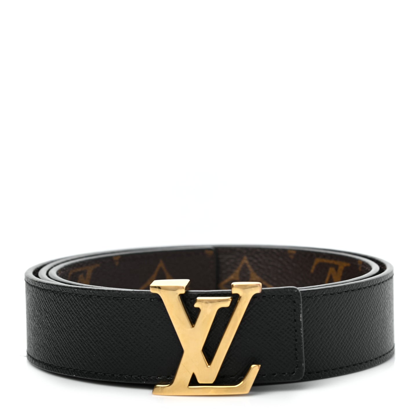 Calfskin Monogram 30mm LV Initiales Reversible Belt 80 32 Black