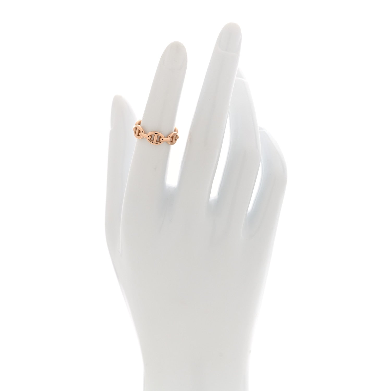 Hermes 18K Rose Gold PM Chaine d'Ancre Enchainee Ring 49 5 2 of 6