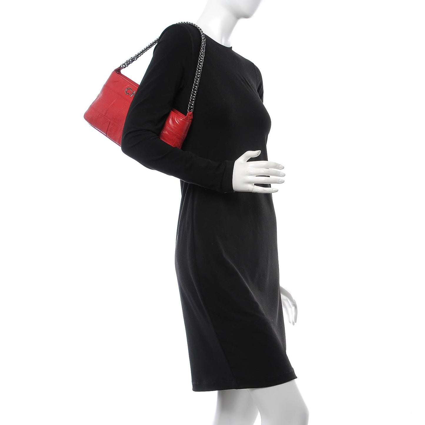 Lambskin Square Stitched Lax Shoulder Bag Red