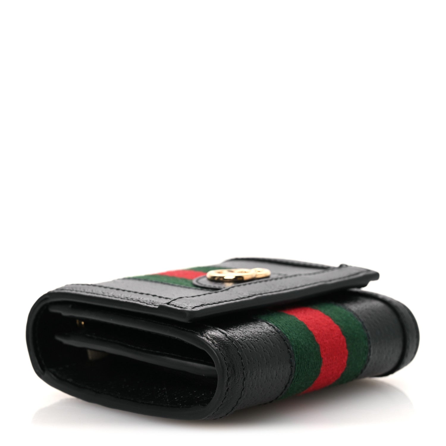Gucci Textured Dollar Calfskin Web Ophidia Card Case Wallet Black 4 of 7