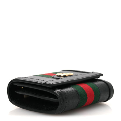 Gucci Textured Dollar Calfskin Web Ophidia Card Case Wallet Black 4 of 7