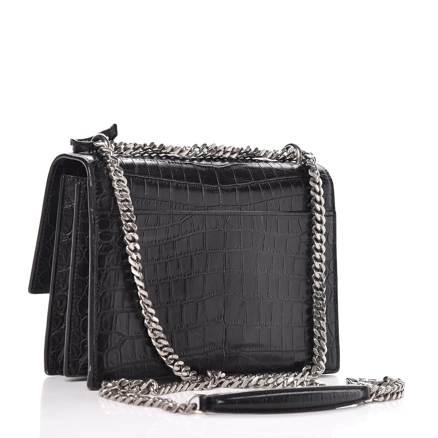 Calfskin Crocodile Embossed Medium Monogram Sunset Black