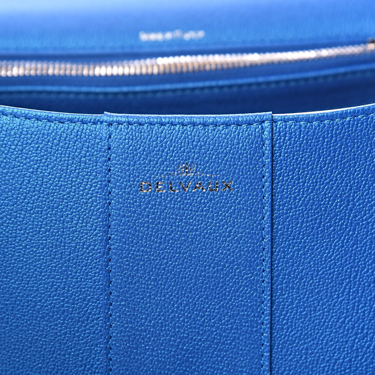 Delvaux Metallic Grained Calfskin MM Brillant Satchel Satin Electric 6 of 10