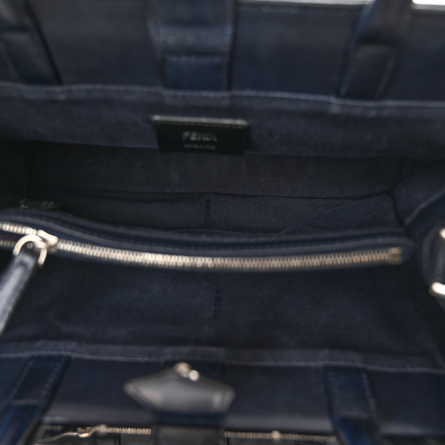 Fendi Vitello Elite Bi-Color Petite 2Jours Tote Blue Notte Papavero 5 of 11