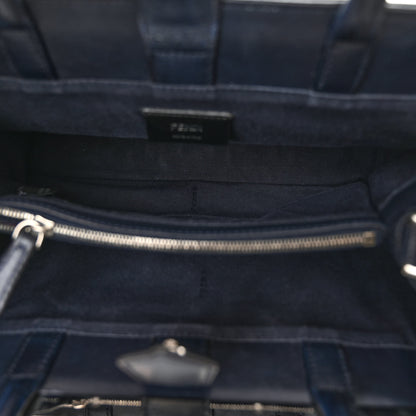 Fendi Vitello Elite Bi-Color Petite 2Jours Tote Blue Notte Papavero 5 of 11