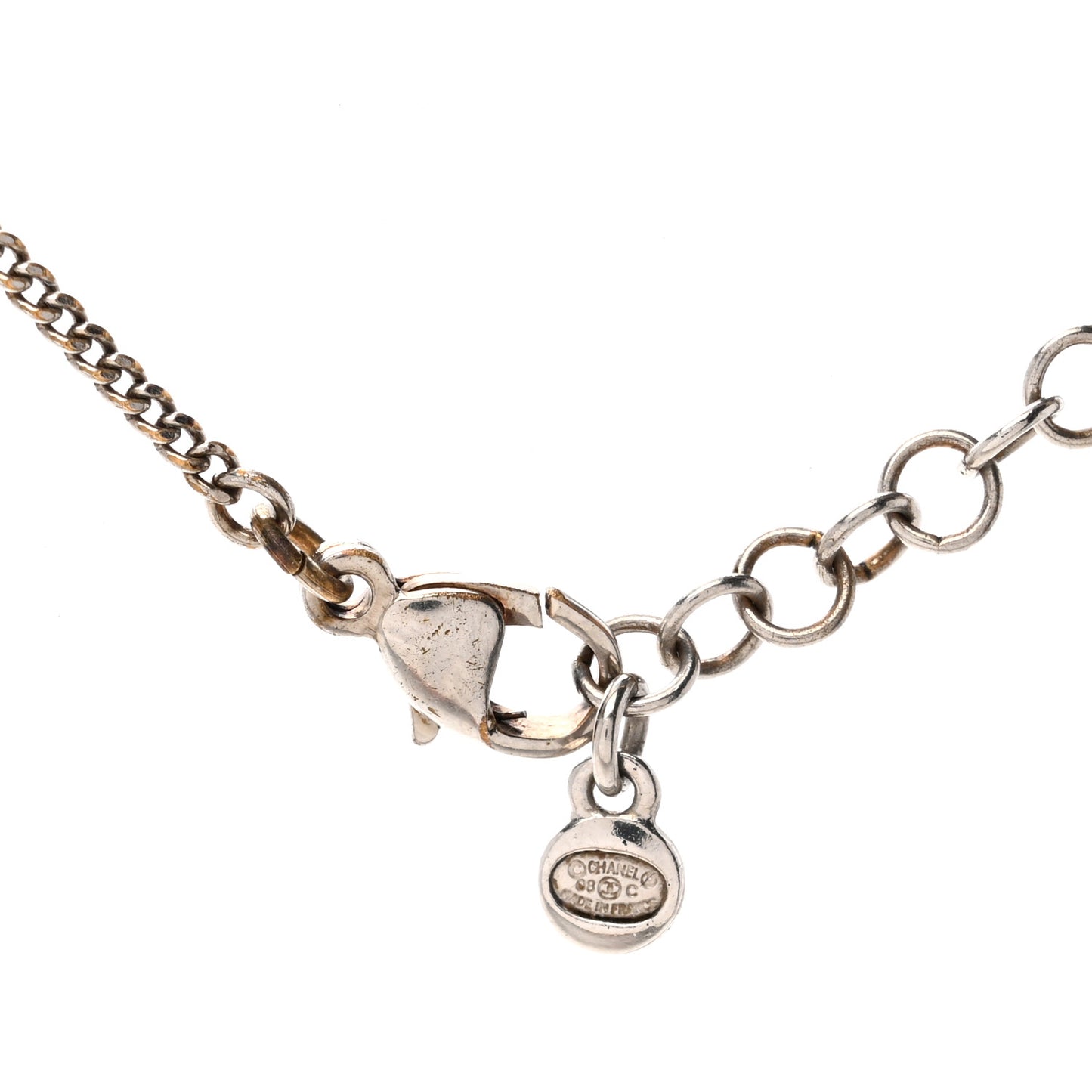 Crystal CC Drop Pendant Necklace Silver