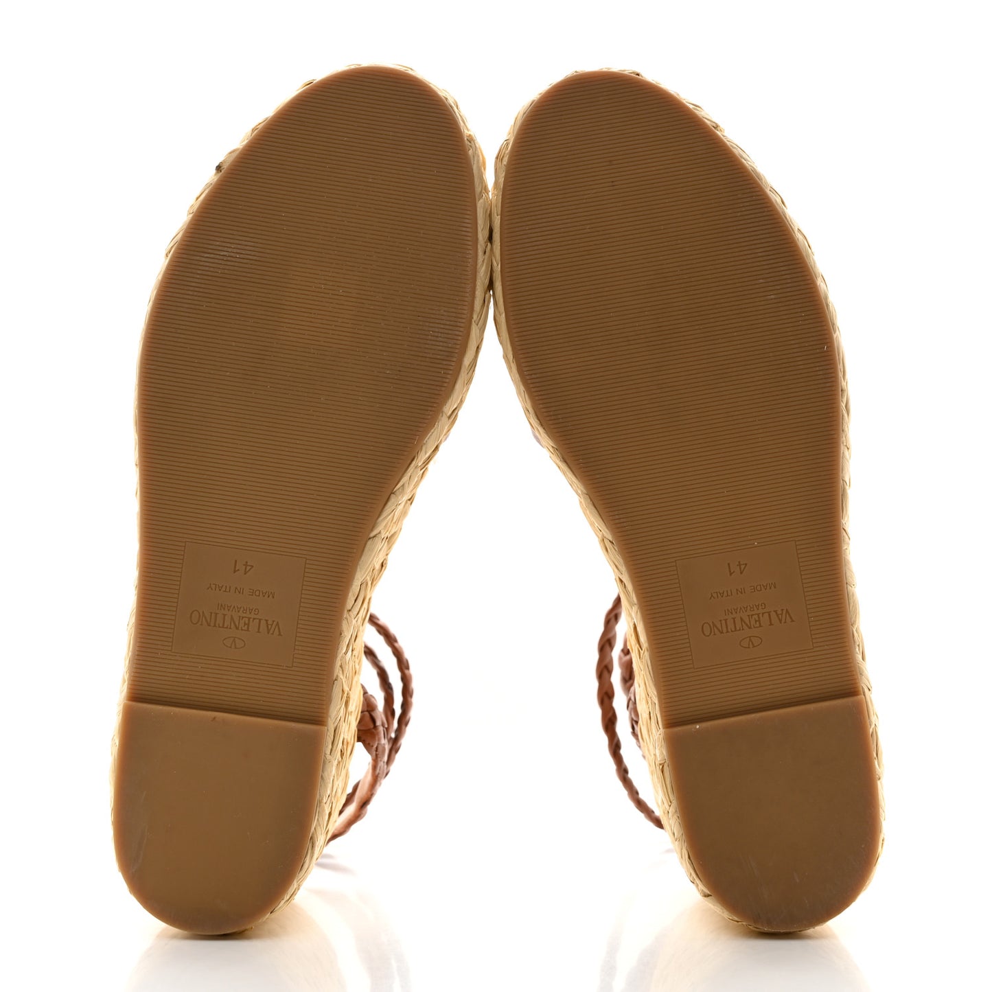 Pebbled Calfskin VLogo Ankle Wrap Espadrille 45/90mm Platform Wedge Sandals 41 Saddle Brown