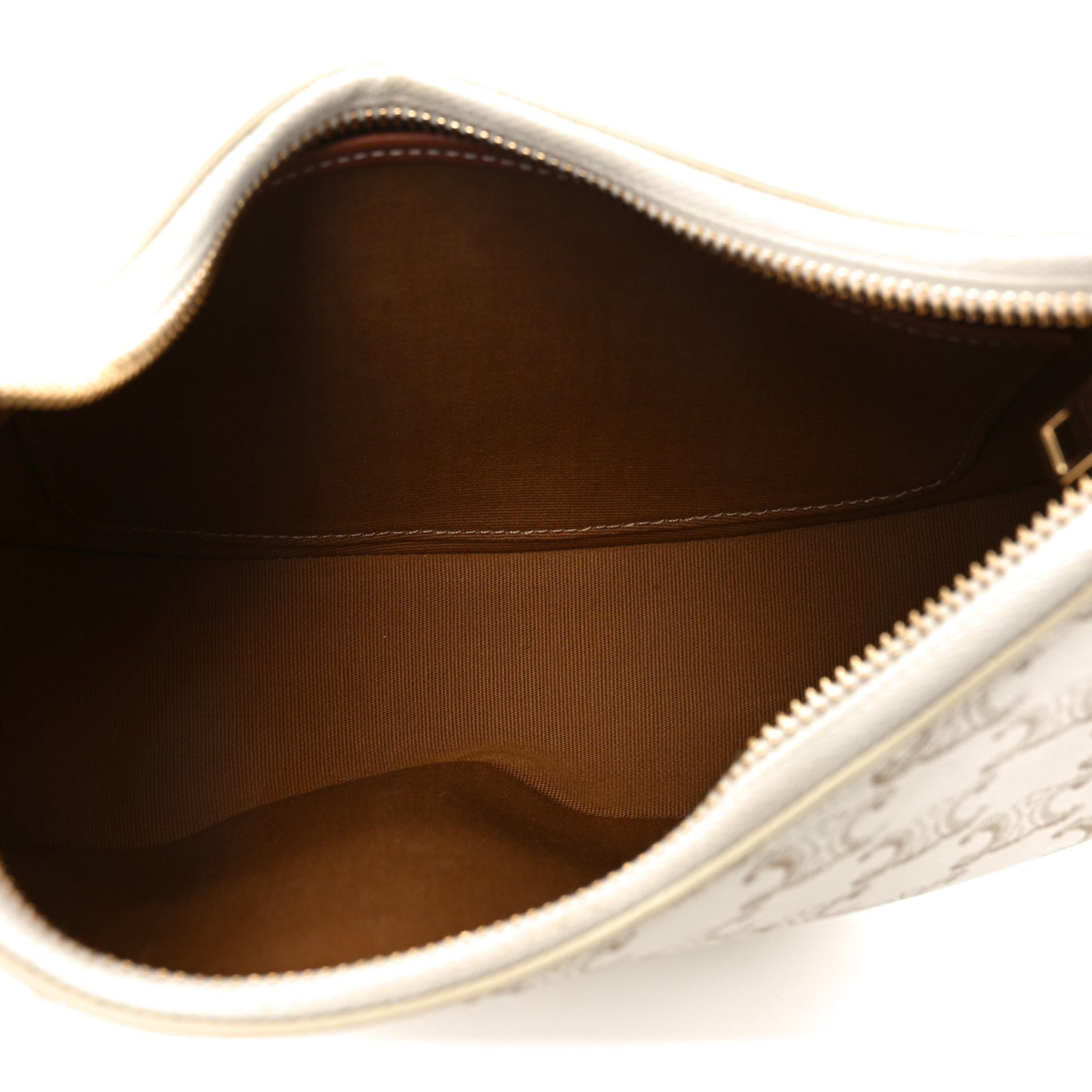 Canvas Calfskin Ava Triomphe Shoulder Bag White