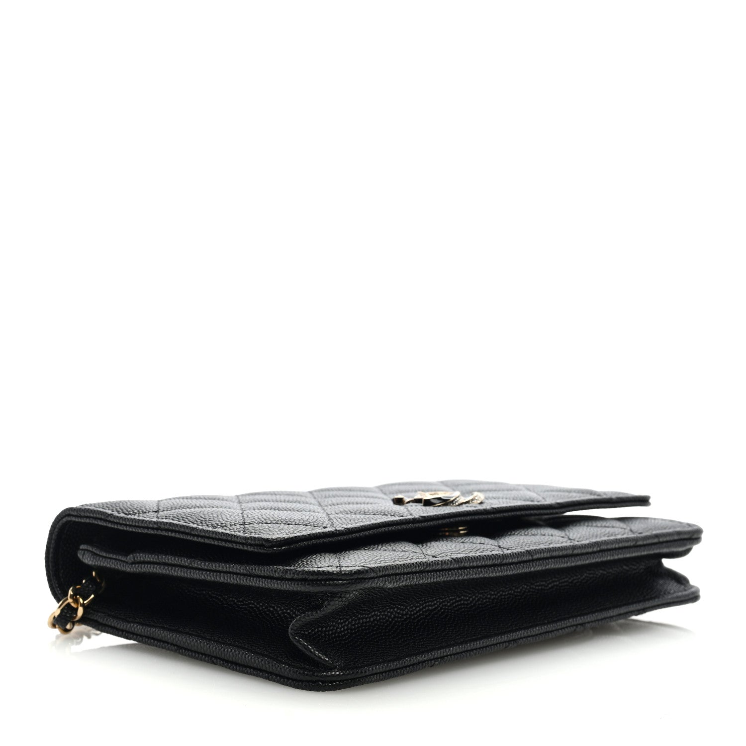 Chanel Caviar Quilted Crystal Enamel CC Wallet On Chain WOC Black 4 of 9