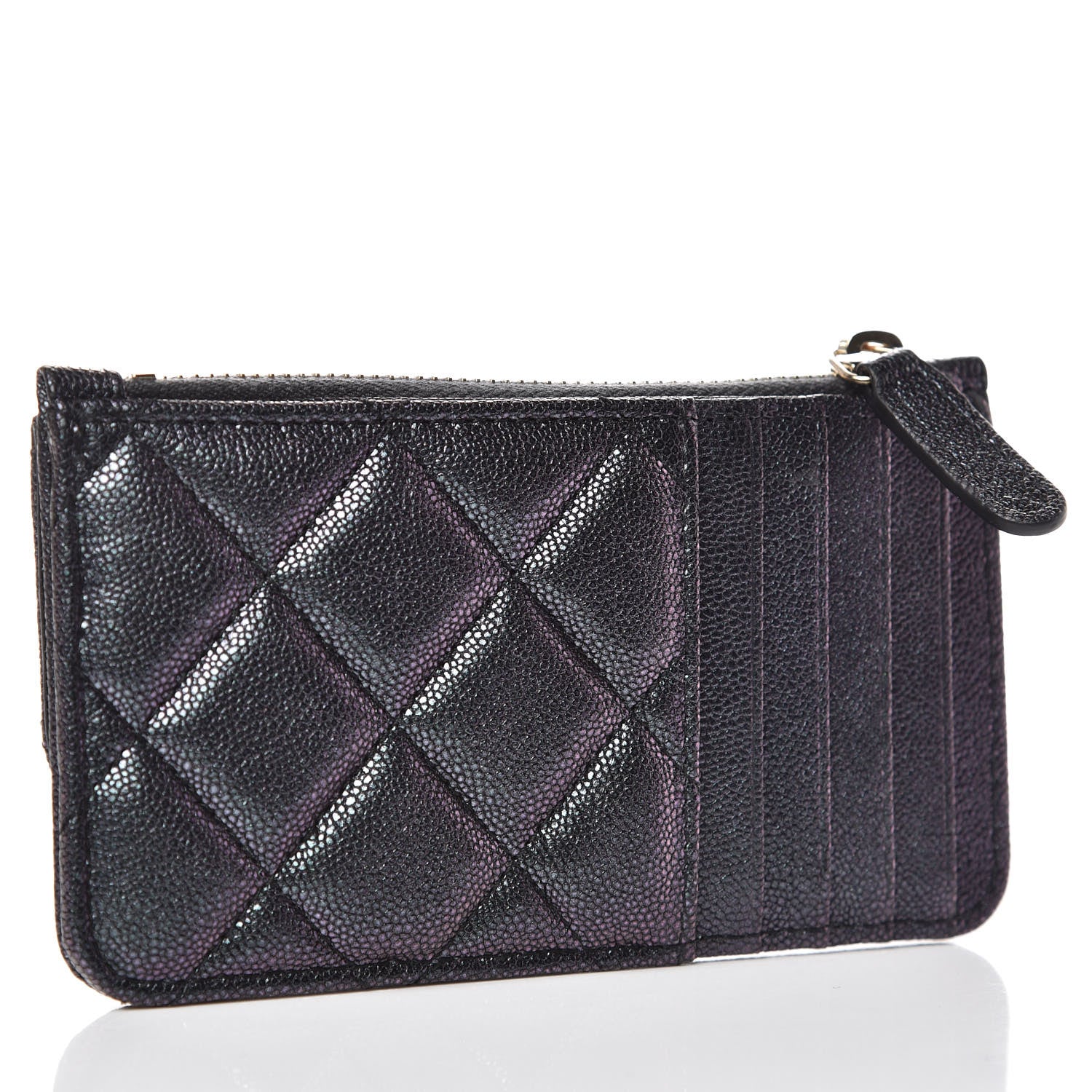 Chanel Iridescent Caviar Quilted Flap Zip Card Holder Black 3 of 8
