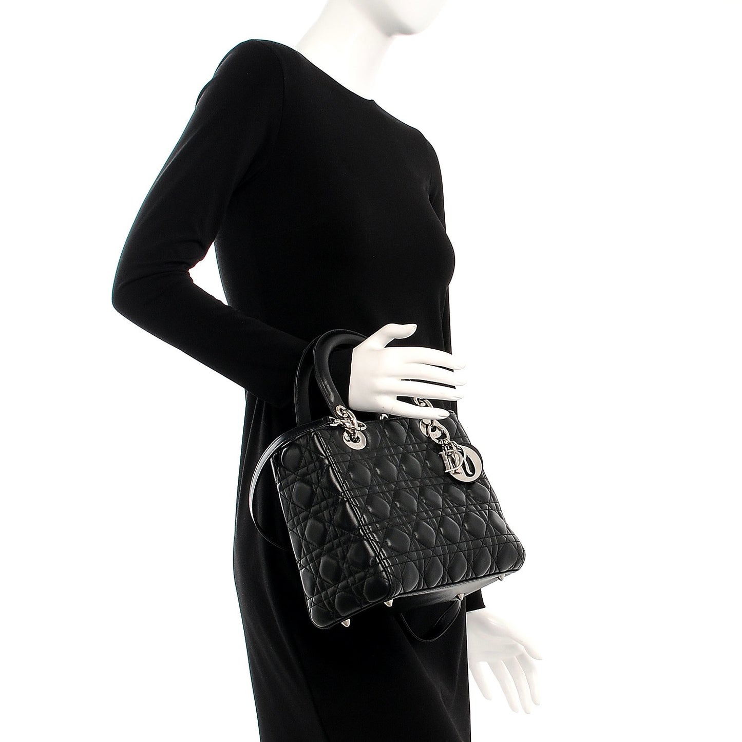 Lambskin Cannage Medium Lady Dior Black