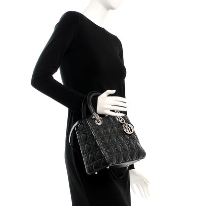 Christian Dior Lambskin Cannage Medium Lady Dior Black 3 of 13