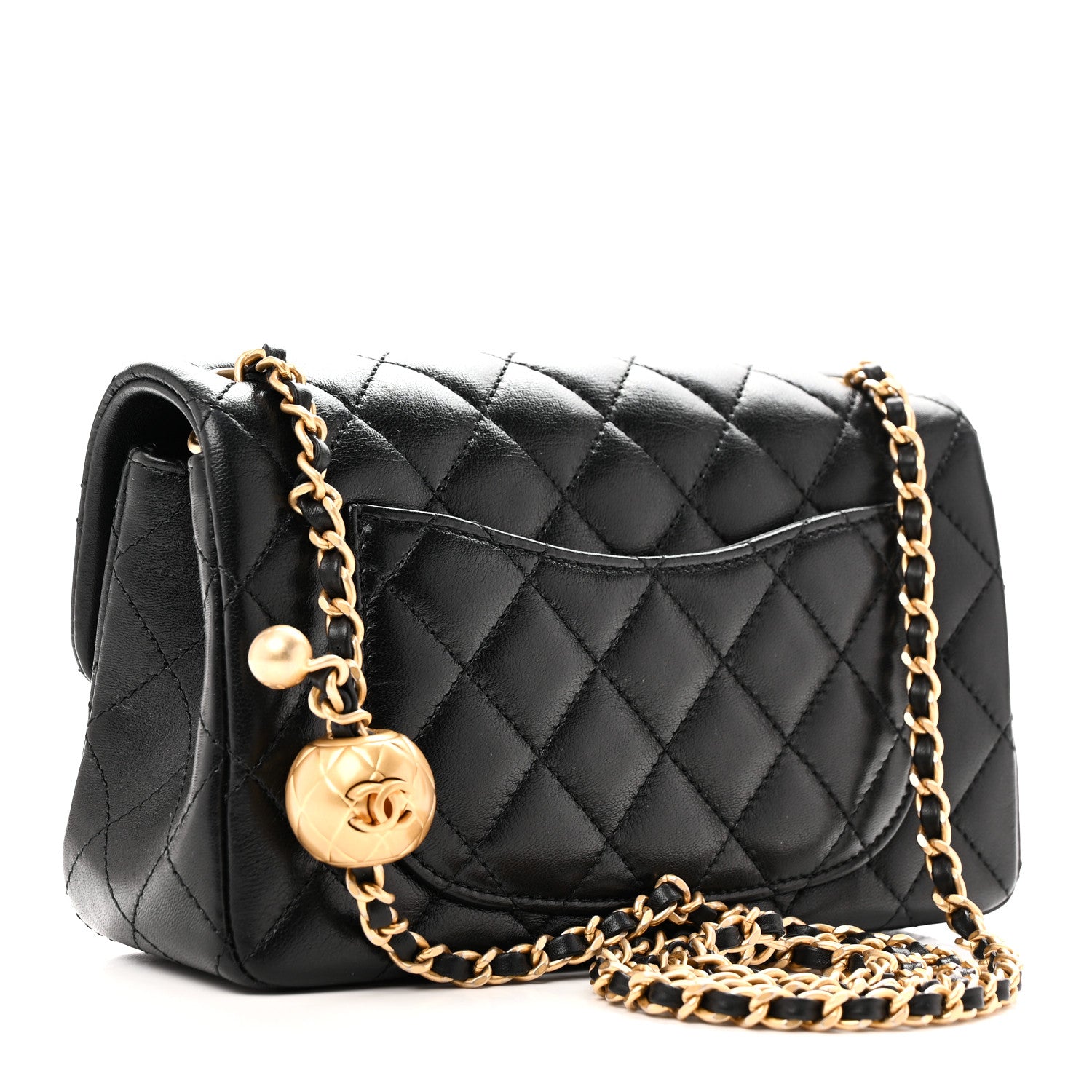 Chanel Lambskin Quilted Mini Rectangular Pearl Crush Flap Black