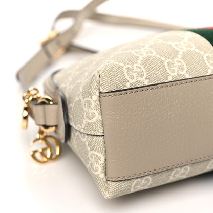 Gucci GG Supreme Monogram Textured Dollar Calfskin Web Small Ophidia Dome Shoulder Beige Mystic White Oatmeal 8 of 9