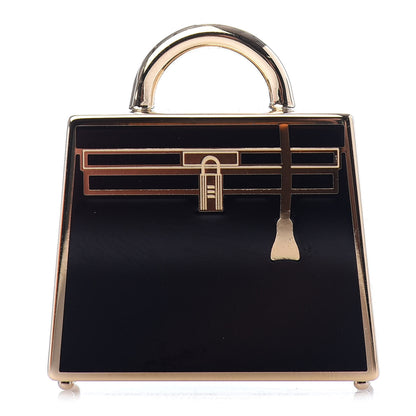 Hermes Lacquered Permabrass Kelly Curiosite Charm Black 1 of 3