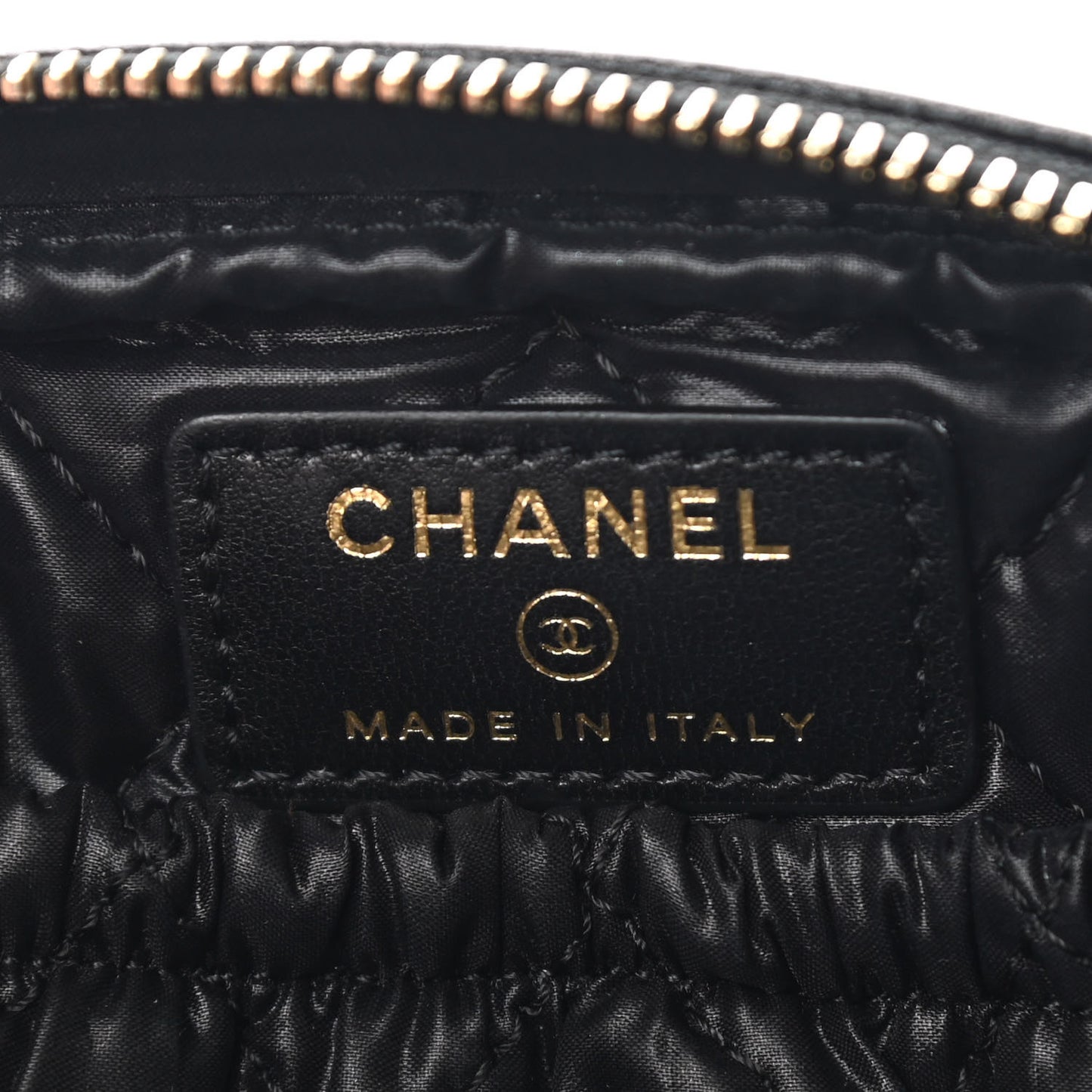 Lambskin Quilted Small Curvy Pouch Cosmetic Case Black