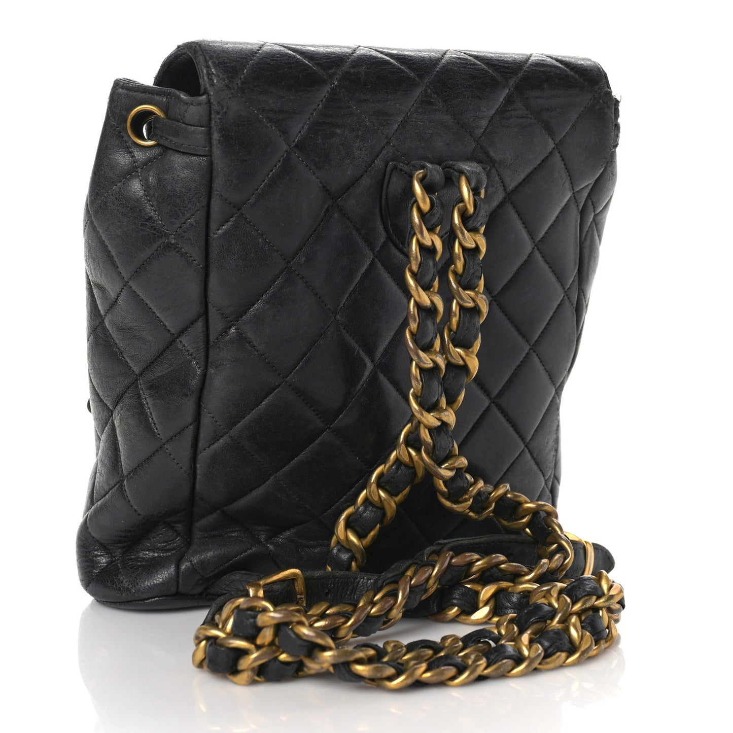 Lambskin Quilted Backpack Black