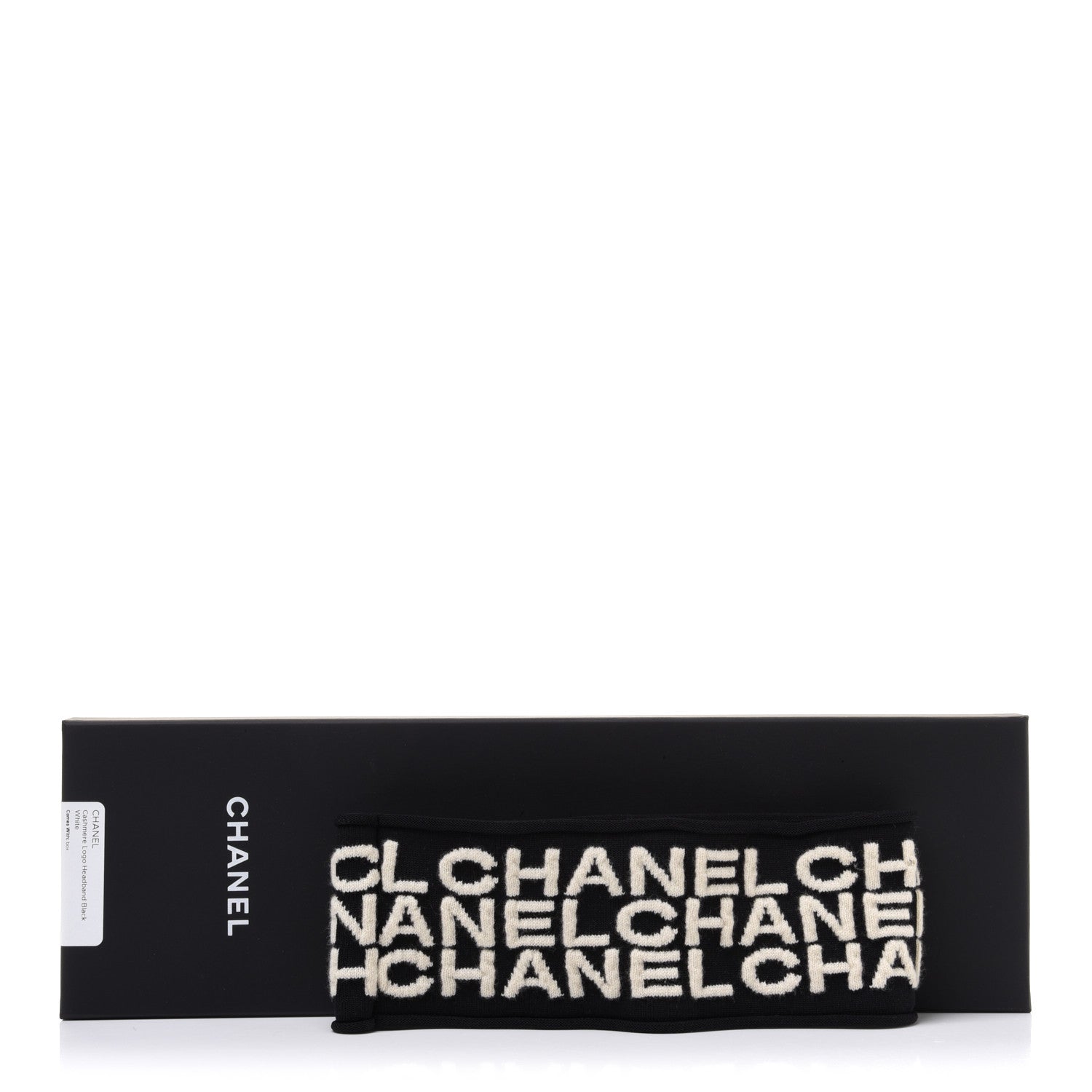 Chanel Cashmere Logo Headband Black White 7 of 7