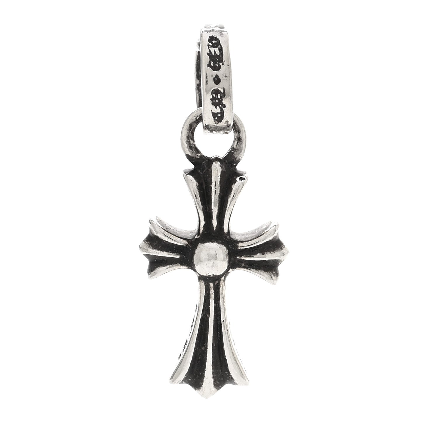 Sterling Silver Diamond Baby Fat Cross Pave Pendant