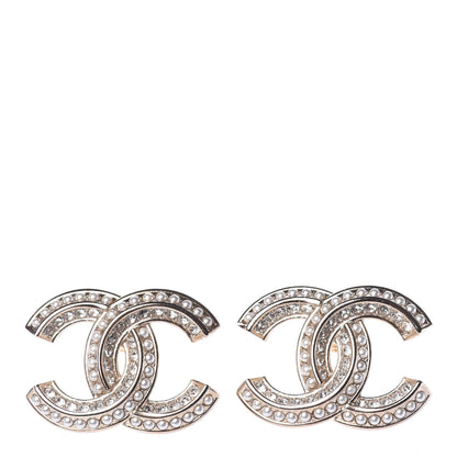 Chanel Pearl Crystal CC Earrings Gold 1 of 5