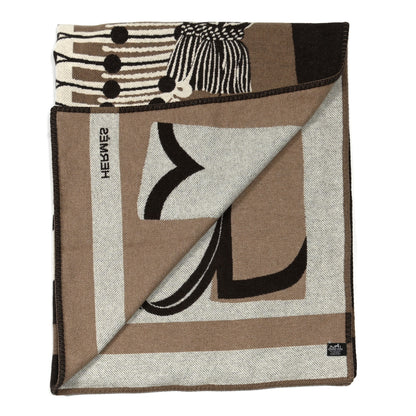 Hermes Wool Cashmere Brandebourgs Blanket Ecorce 2 of 4