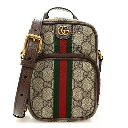 Gucci GG Supreme Monogram Web Mini Ophidia Double Zip Messenger Bag Beige New Acero 1 of 13