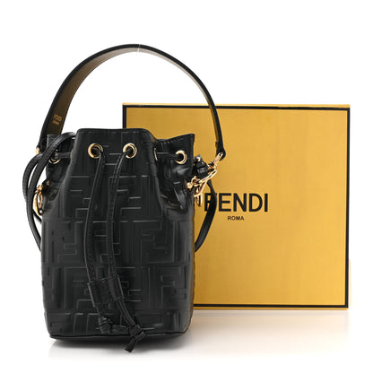 Fendi Vitello Liberty F is Fendi FF 1974 Embossed Mini Mon Tresor Bucket Bag Black 12 of 12
