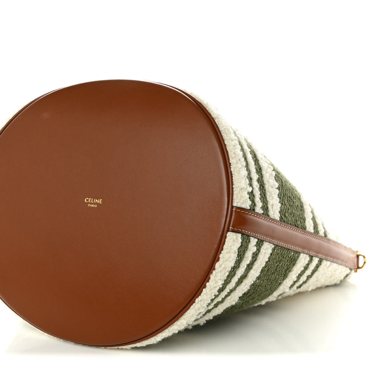 Celine Canvas Smooth Calfskin Logo Bucket 16 Bag Khaki Beige Tan 11 of 11