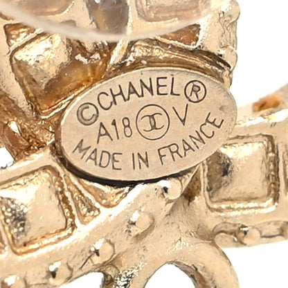 Chanel Crystal Pearl CC Drop Earrings Gold 4 of 4