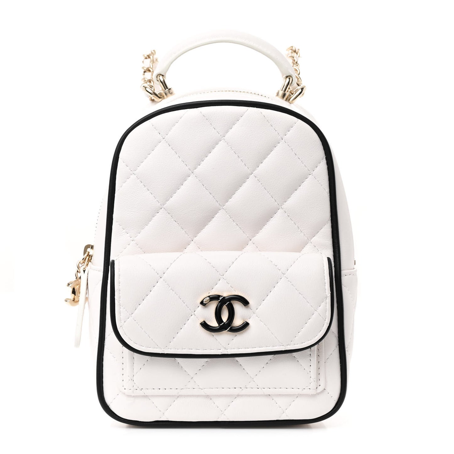 black and white mini backpack Chanel Lambskin Quilted Mini Backpack White Black 1634838 – FASHIONPHILE