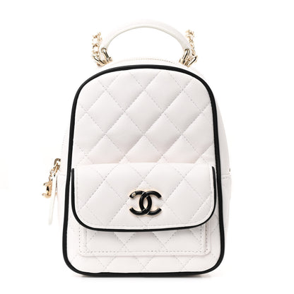 Chanel Lambskin Quilted Mini Backpack White Black 1 of 11