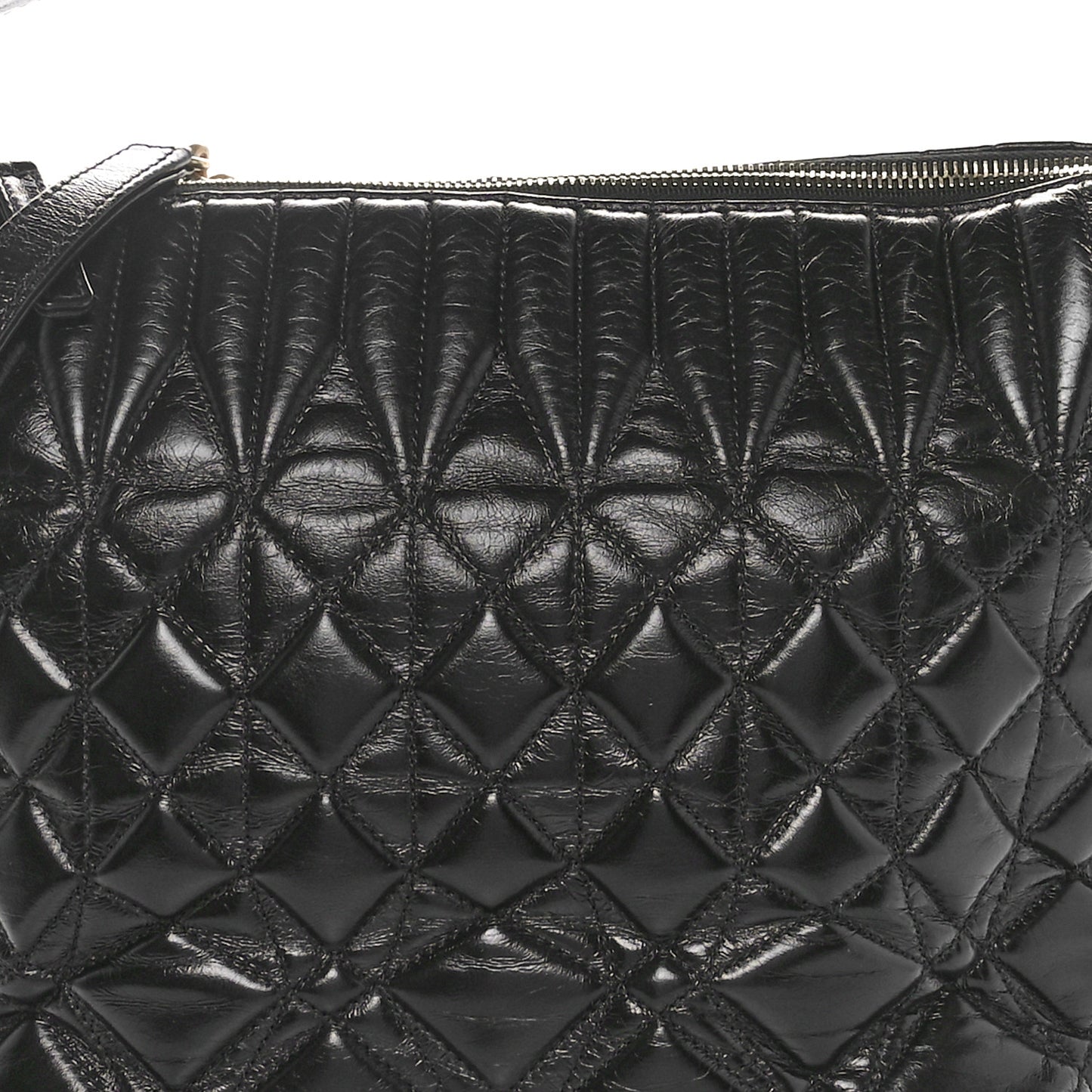 Glazed Calfskin Quilted State Of The Art Hobo Black