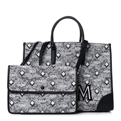 MCM Nappa Jacquard Monogram Large Tote Grey 1 of 15