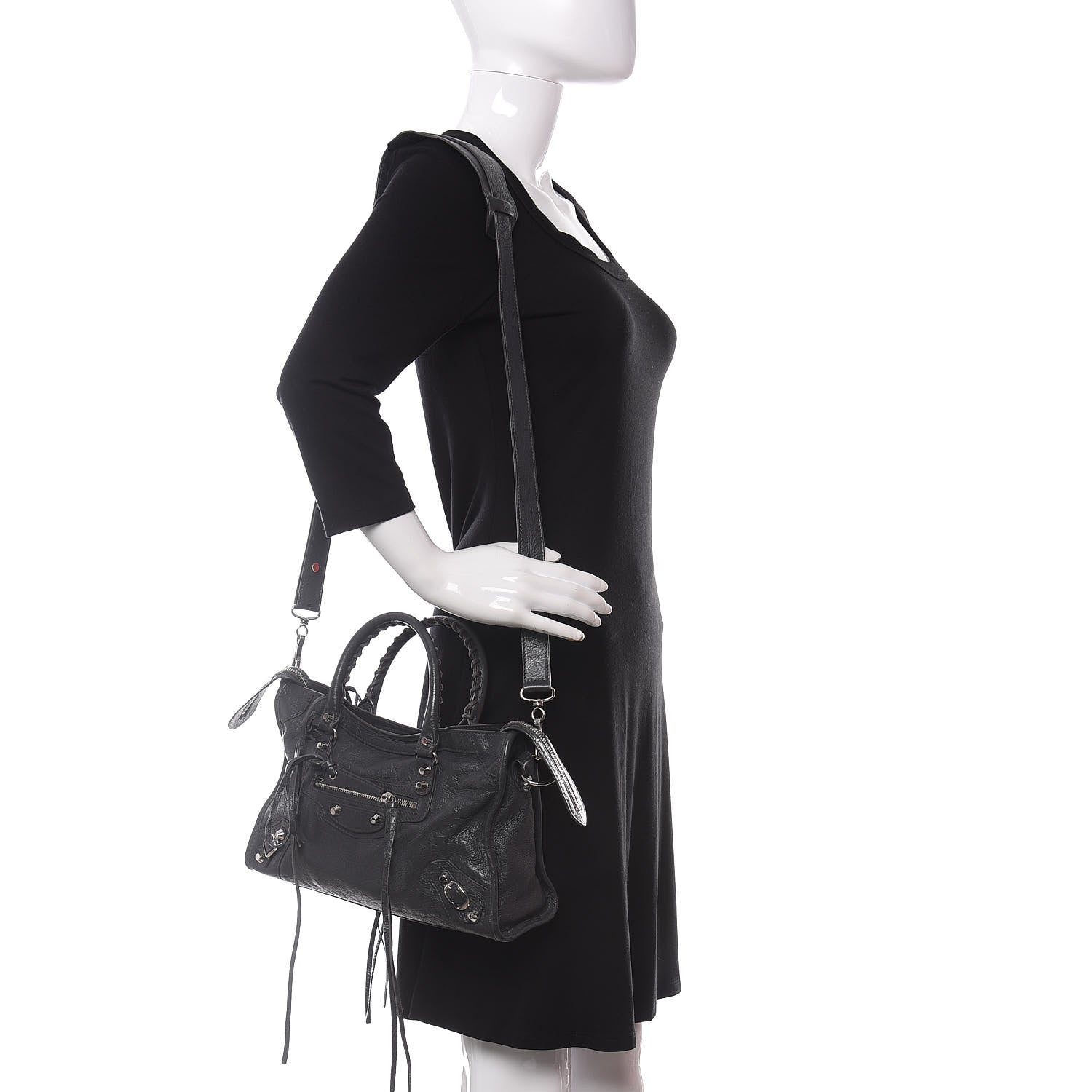 Balenciaga Agneau Classic Silver Hardware S City Black Gris Fossile 2 of 12