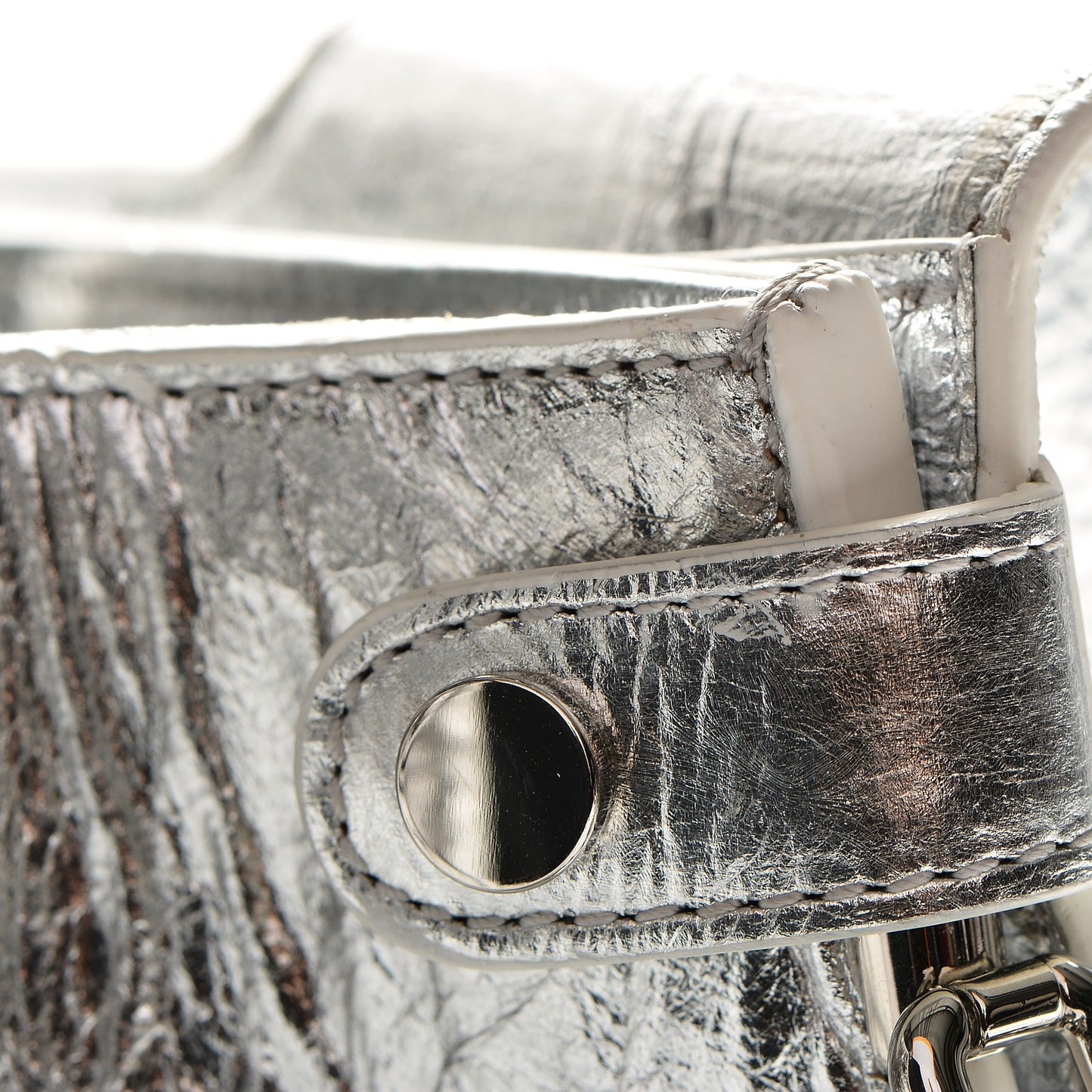 Metallic Calfskin Medium Diorever Flap Silver
