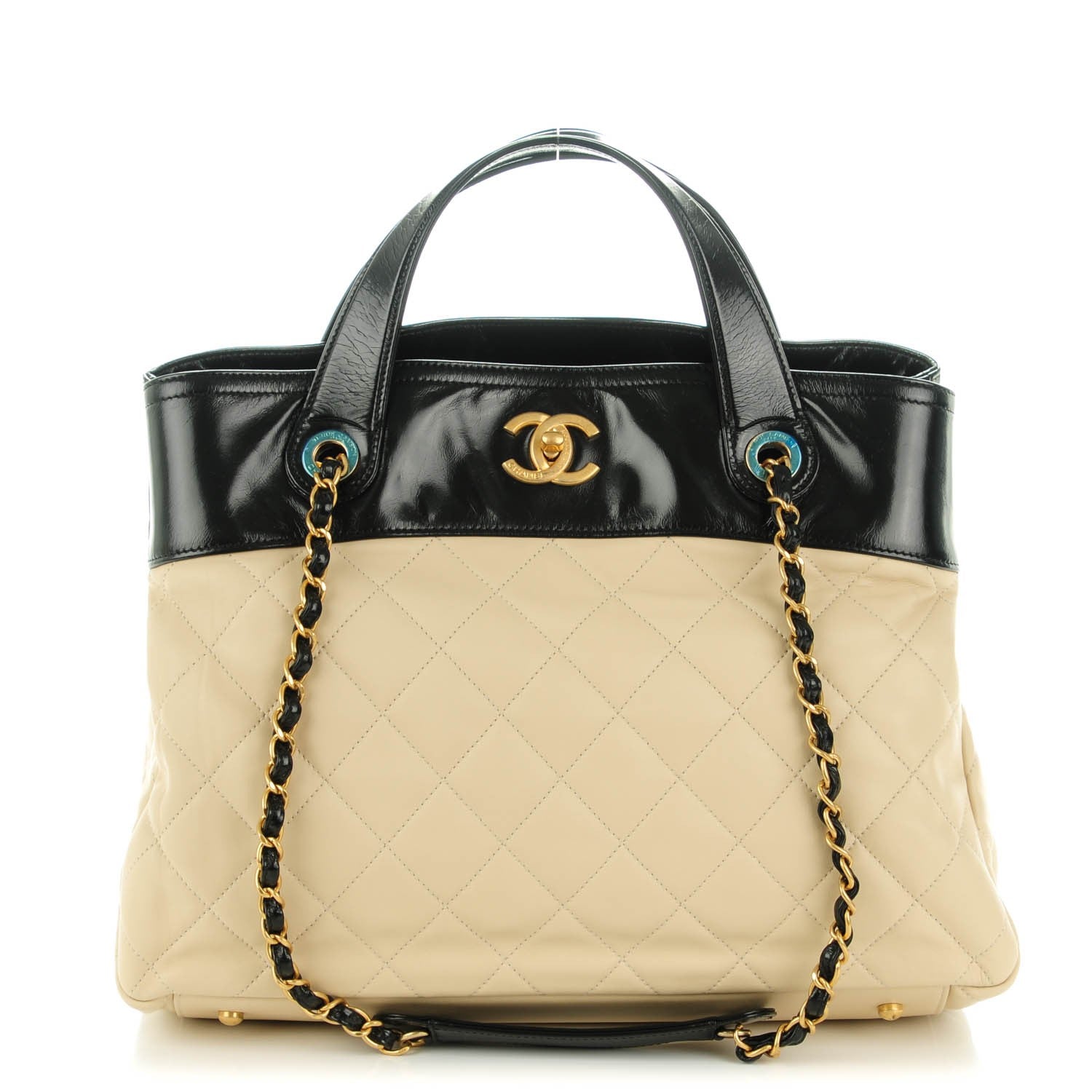 Chanel Calfskin Quilted In The Mix Shopping Tote Beige Black 1 of 8