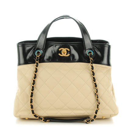 Chanel Calfskin Quilted In The Mix Shopping Tote Beige Black 1 of 8