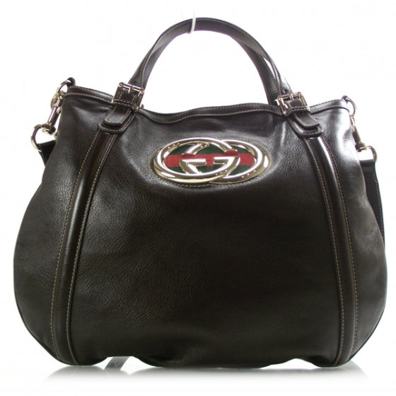 Leather Medium Britt Bag Dark Brown